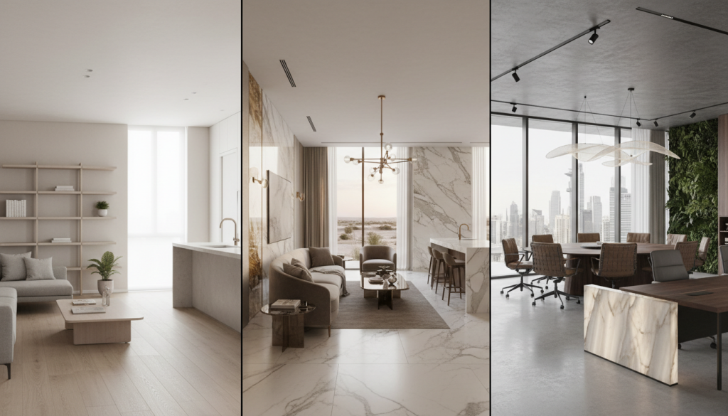 Cost comparison of luxury and mid-range interior design services in Lahore for apartments, villas, and commercial spaces showing budget differences and project scale