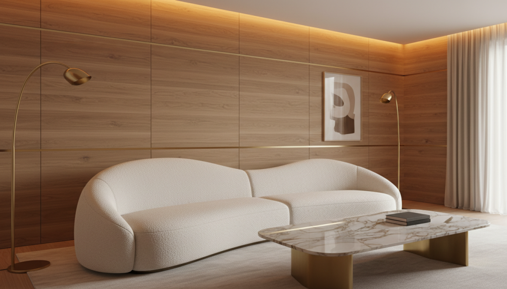 Luxury interior showcasing custom furniture, marble table, and premium material finishes in Lahore