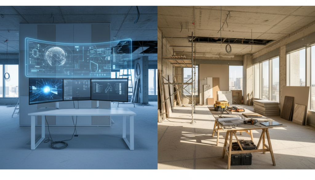Comparison of remote overseas design coordination and on-ground interior execution control in Lahore