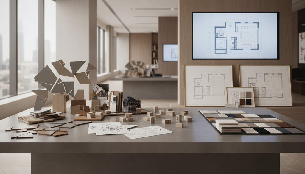 Modern design studio visual showing common interior design mistakes and planning confusion in luxury Lahore projects