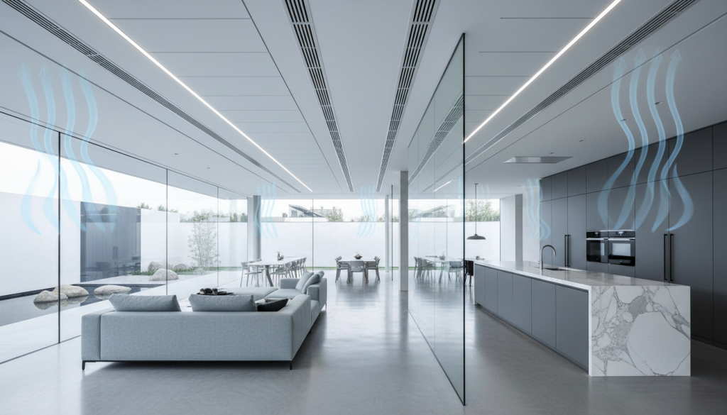 Open-plan Lahore villa interior designed for efficient cooling and airflow