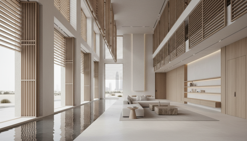 Modern Lahore interior demonstrating energy-efficient design with natural light and airflow planning, energy efficient Lahore homes
