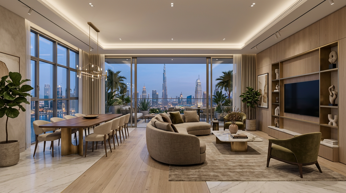 Modern luxury Dubai interior showing high-end design quality and factors influencing interior design pricing