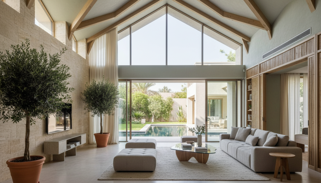 Renovated sustainable villa interior in DHA Lahore with improved comfort, lighting, and airflow design