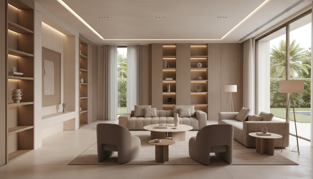 Transformed DHA Lahore house interior with cohesive furniture layout and custom joinery