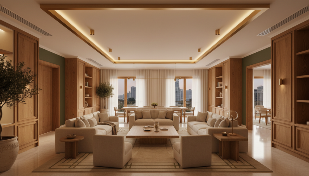 DHA Lahore villa interior transformed from cold white to warm emotionally rich design