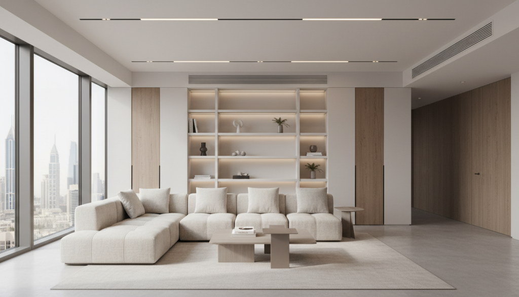 Minimalist furniture in a Lahore interior showing functional, clean, and modern design
